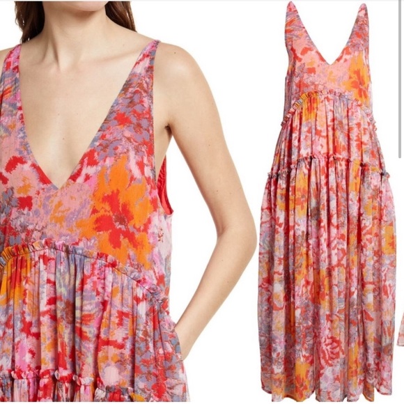 Free People Julianna Floral floaty maxi dress small - Picture 6 of 16
